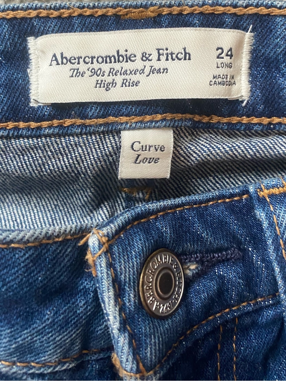 Abercrombie & Fitch Dark Blue Straight Leg Jeans - 24 Long - Picture 3 of 3
